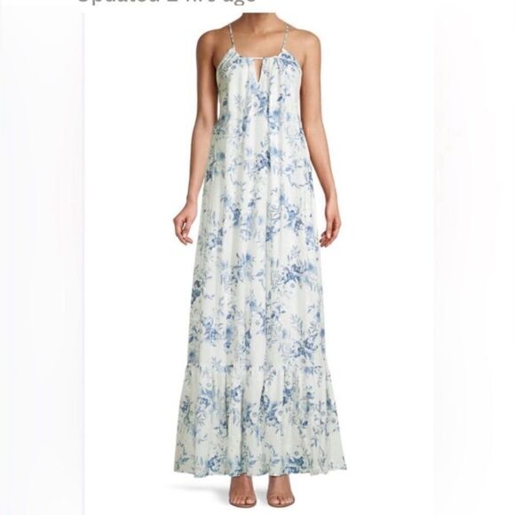 One 33 Social Print Eyelet Floral Maxi Dress Size 4 - Picture 12 of 14